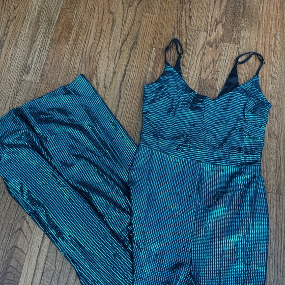 Lulu’s Blue Sequin Jumpsuit - Picture 3 of 12